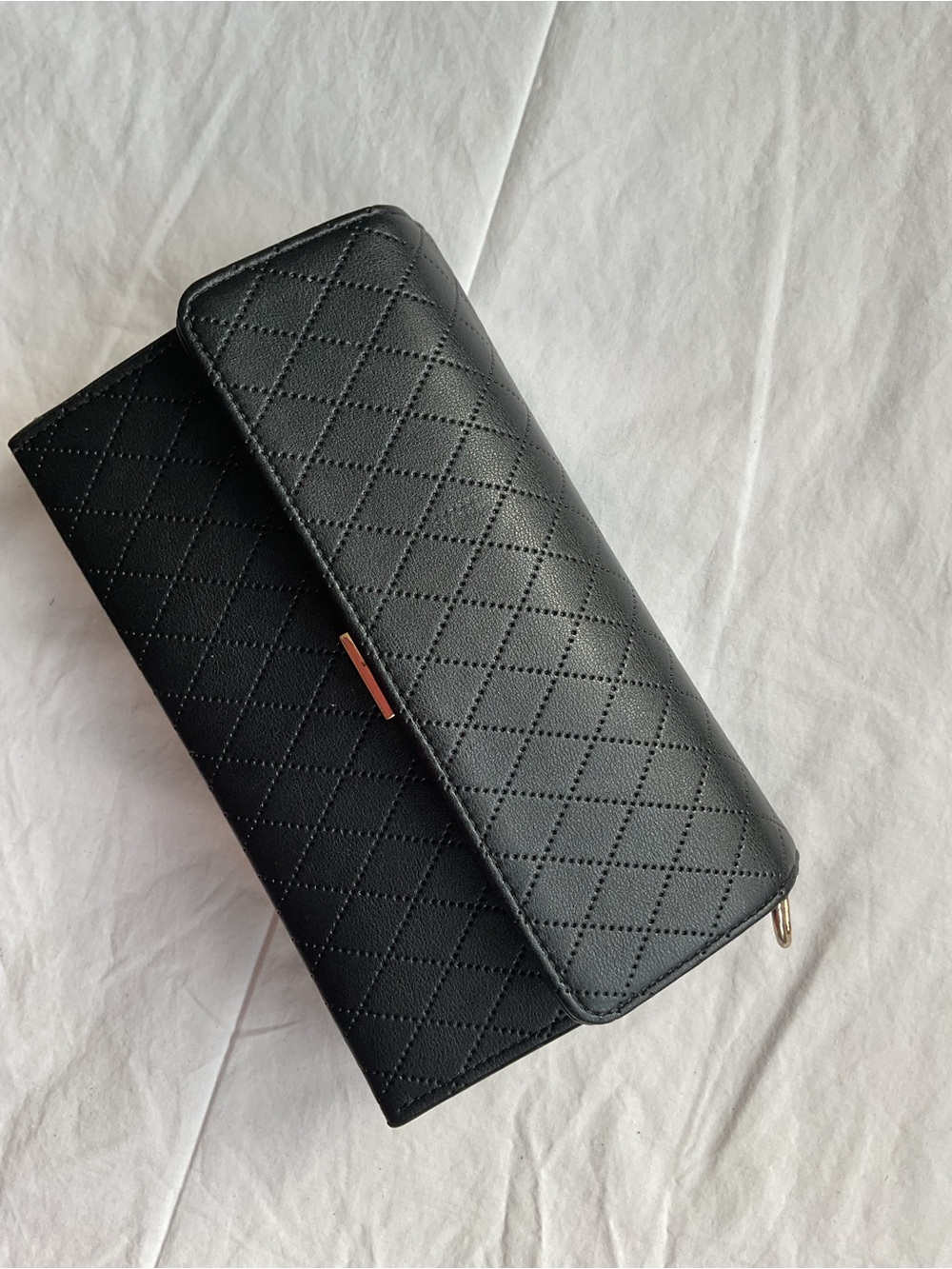 Call It Spring Black Zip-Around Wallet Crossbody with Gold Hardware
